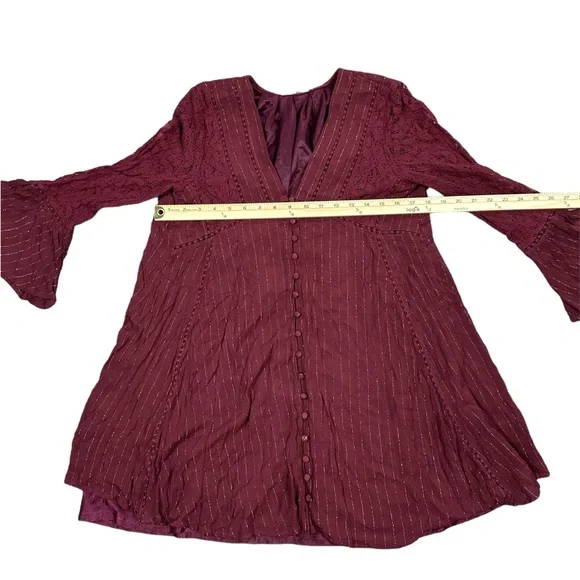 Altar’d State Long Sleeve Tunic Dress w/ lace detailing - Picture 12 of 12